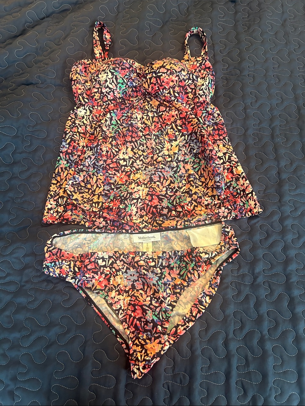 Motherhood Floral Maternity Tankini with Multicolor Blossoms